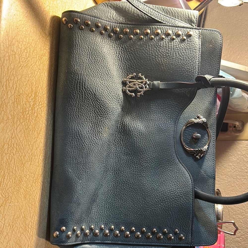 Roberto Cavalli Black Studded Shoulder Bag